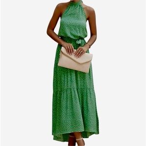 Green Polka Dot Maxi Dress